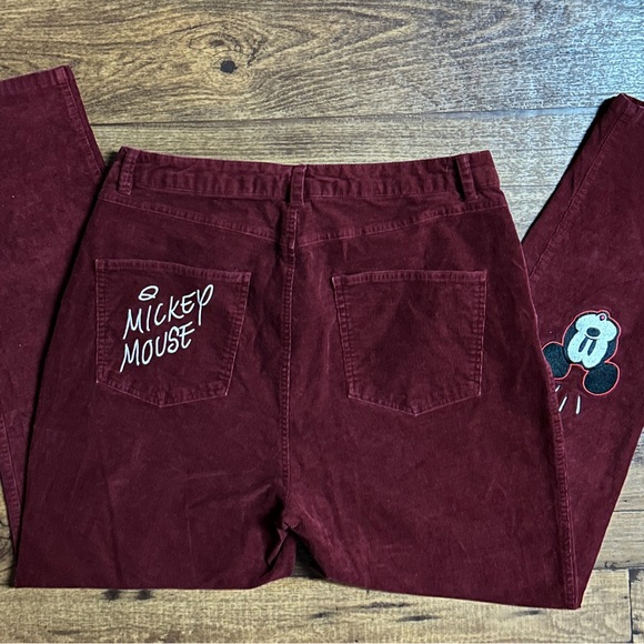 Disney • Size 15 • Red Velvet Jeans W/ Mickey Mouse Embroidery & Patches - Picture 9 of 13